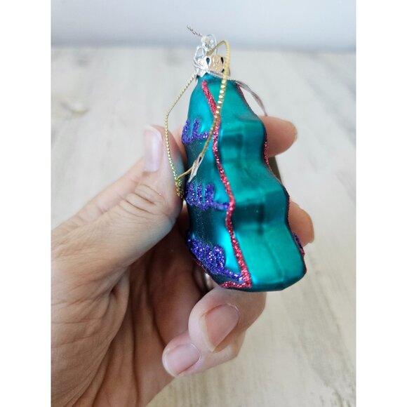 Seasons cannon falls tree glass ornament Xmas green sparkle glitter - Picture 6 of 7